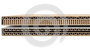 Stack of corrugated cardboard sheets isolated on white background