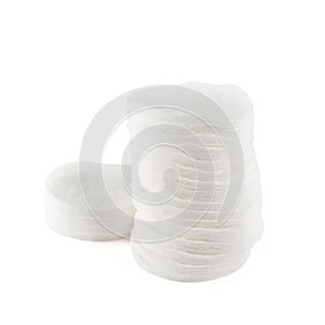 Stack of cotton pad disks isolated