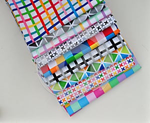 Stack of cotton quilting fabric