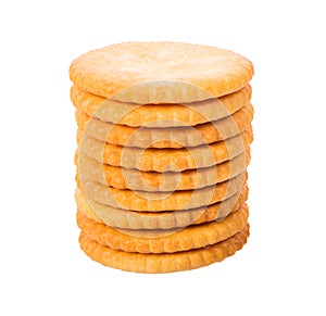 Stack of cracker Circle on white background