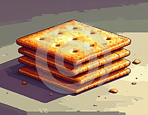 Stack of Crackers on a Flat Surface with Crumbs