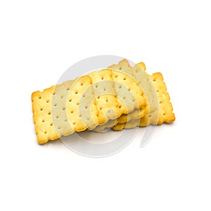 Stack of crackers  Isolated on the white background