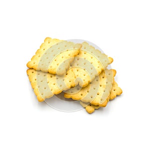 Stack of crackers  Isolated on the white background