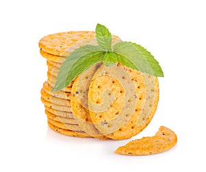 Stack of crackers with mint