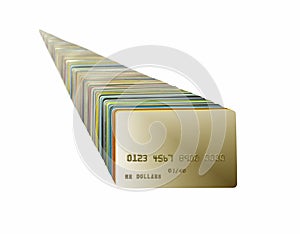 Stack of credit/debit cards isolated in white background
