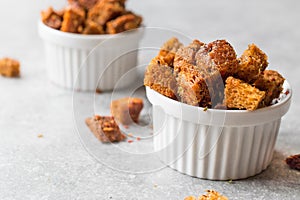 Stack of Crispy Rye Crouton Bread Biscuits