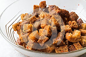 Stack of Crispy Rye Crouton Bread Biscuits