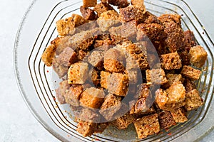 Stack of Crispy Rye Crouton Bread Biscuits