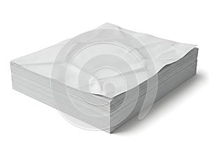 Stack of crumpled white paper sheets