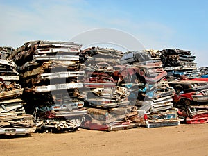 Stack of crushed cars