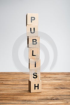 stack of cubes with publish lettering