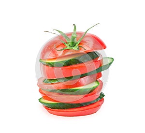 Stack of Cucumber and Tomato slices on
