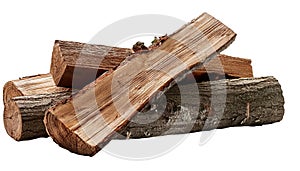 Stack of cut firewood, isolated
