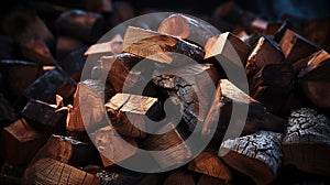 Stack of Cut Random Wood Pieces For Camp Fire Background