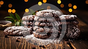 stack dark chocolate cookies