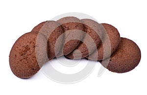 Stack of dark chocolate cookies isolated