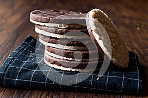 Stack Of Dark Chocolate Covered Rice Cakes or Corn Crackers