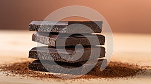 Stack of Dark Chocolate Pieces with.