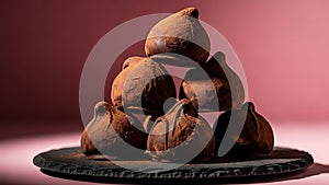 Stack of Dark Chocolate Truffles