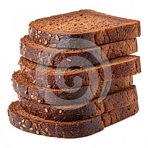 Stack of dark rye bread slices photo