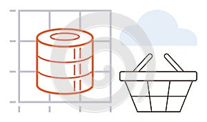 Data storage integrated with cloud technology and e-commerce concept