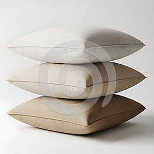Stack of decorative pillows, isolated on white background