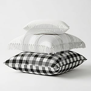 Stack of decorative pillows, isolated on white background