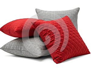 Stack of decorative pillows, isolated on white background
