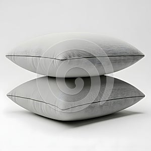 Stack of decorative throw pillows isolated on white background