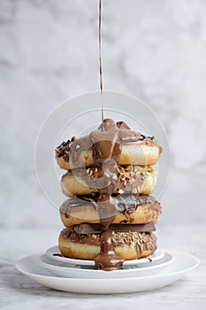 stack of delicious chocolate doughnut