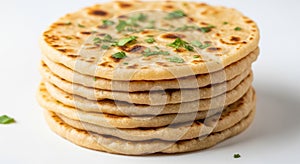 Stack of delicious flatbread isolated on transparent background