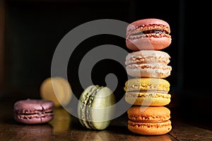 Stack of delicious french macaroons
