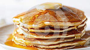 Stack of Delicious Pancakes With Sweet Syrup