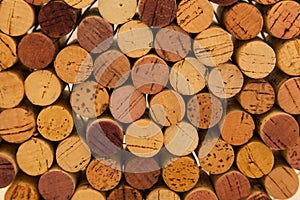 Stack of different colored used corks