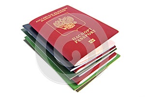 Stack of documents with passport