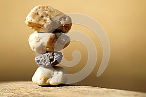 Stack of different stones in balance