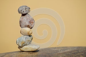 Stack of different stones in balance