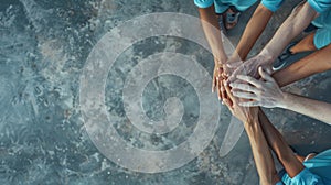 The stack of diverse hands..AI generated image