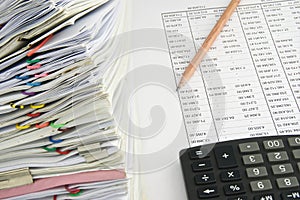 Stack document of account sales and receipt on finance account