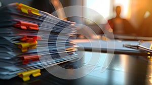 The stack of documents. AI generated