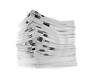 Stack of documents with binder clips