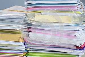 Stack of documents for business on the table in a work office, concept document in work office