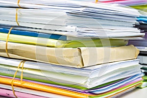 Stack of documents for business on the table in a work office, concept document in work office
