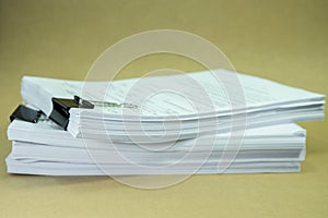 Stack documents on cardboard brown paper in concept save Earth