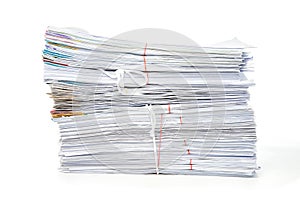 Stack of Documents isolated on white background. Documents pile