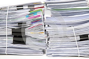 Stack of Documents isolated on white background. Documents pile