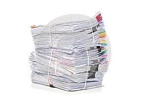 Stack of Documents isolated on white background. Documents pile