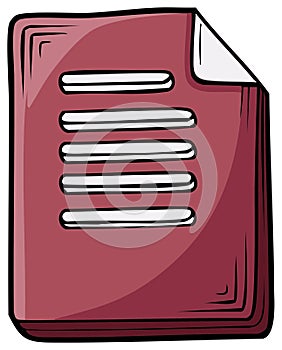 Stack of Documents or Paper Sheets with Text Lines Drawing Sketch Maroon Illustration