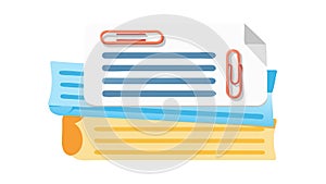 Stack of Documents Paperclipped Papers Outline, Files Organization Office Stationery Management Report, vector design Generative