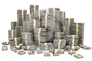 Stack of 100 dollars USA on white background.